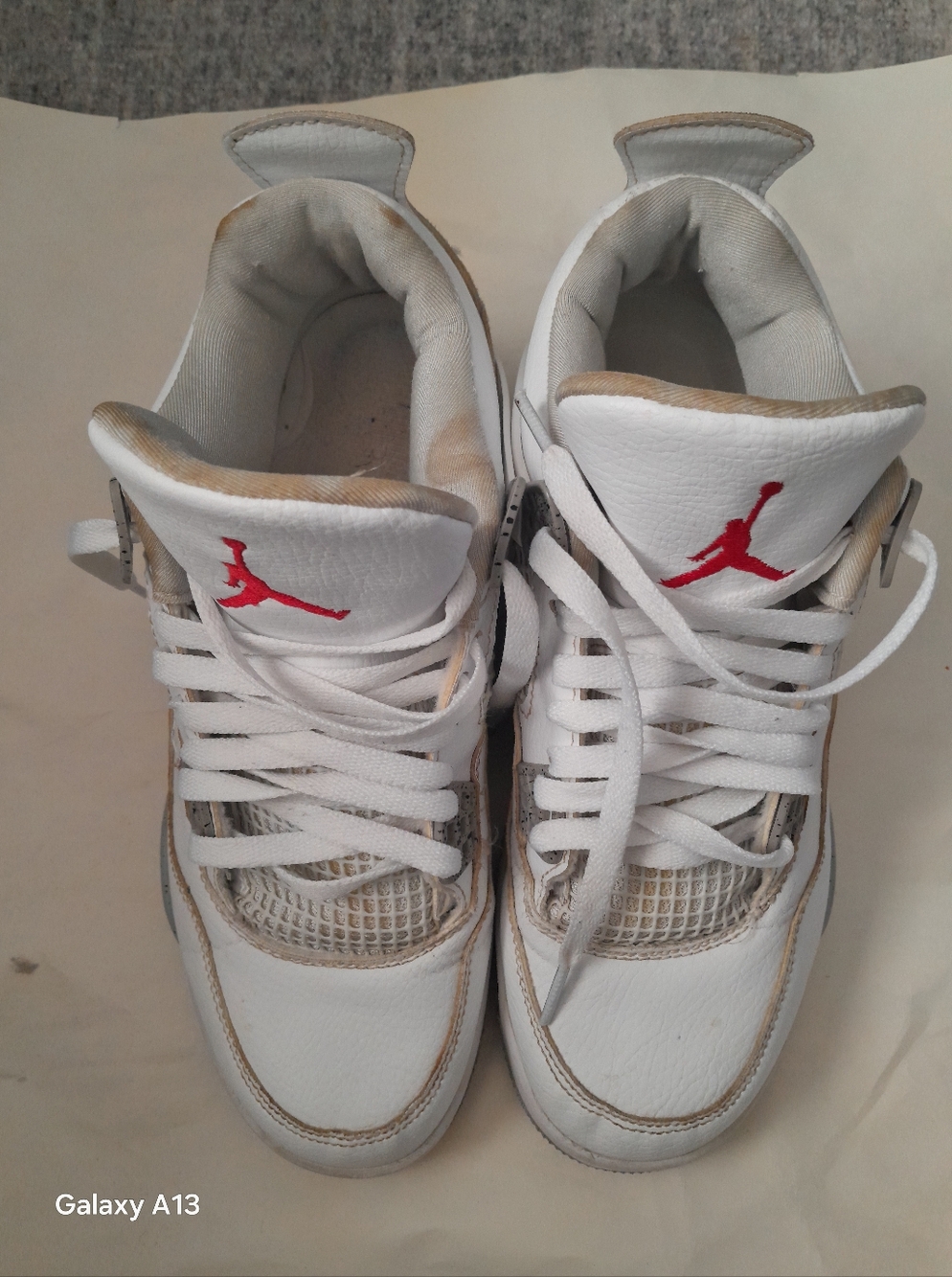 Jordan Kids White Sneakers with Red Jumpman Accent